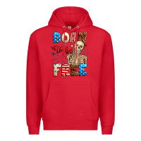 Red Born to be free with skeleton 4th of july Premium Hoodie - Neo Western