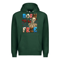 Sports Green Born to be free with skeleton 4th of july Premium Hoodie - Neo Western