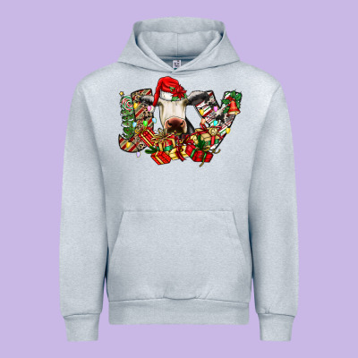 Christmas Joy Cow Urban Hoodie Designed By Cowhidedigitalart