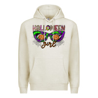 Oatmeal Heather halloween girl Premium Hoodie - CowhideDigitalArt