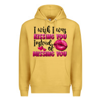 Antique Gold i wish i was kissing you instead of missing you Premium Hoodie - FaDigitalArtStudio