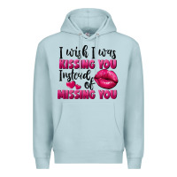 Blue Mist i wish i was kissing you instead of missing you Premium Hoodie - FaDigitalArtStudio