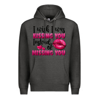 Charcoal Heather i wish i was kissing you instead of missing you Premium Hoodie - FaDigitalArtStudio