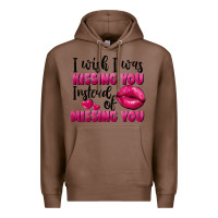Chestnut i wish i was kissing you instead of missing you Premium Hoodie - FaDigitalArtStudio