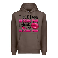 Coffee i wish i was kissing you instead of missing you Premium Hoodie - FaDigitalArtStudio