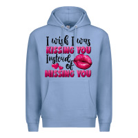 Colony Blue i wish i was kissing you instead of missing you Premium Hoodie - FaDigitalArtStudio