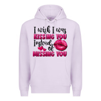 Lilac i wish i was kissing you instead of missing you Premium Hoodie - FaDigitalArtStudio