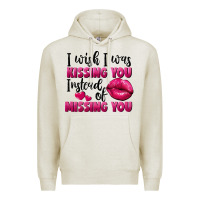 Oatmeal Heather i wish i was kissing you instead of missing you Premium Hoodie - FaDigitalArtStudio