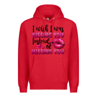 Red i wish i was kissing you instead of missing you Premium Hoodie - FaDigitalArtStudio