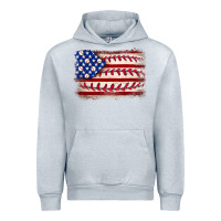 Heather Grey Baseball American flag Urban Hoodie - Neo Western