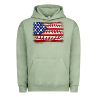 Pigment Oil Green Baseball American flag Urban Hoodie - Neo Western