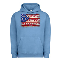 Pigment Pebble Blue Baseball American flag Urban Hoodie - Neo Western