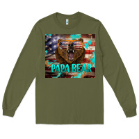 Army Green papa bear american flag  tumbler Long Sleeve Tee - BarkalooDesign