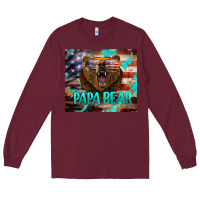 Burgundy papa bear american flag  tumbler Long Sleeve Tee - BarkalooDesign