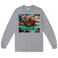 Heather Grey papa bear american flag  tumbler Long Sleeve Tee - BarkalooDesign