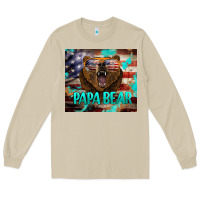 Papa Bear American Flag  Tumbler Long Sleeve Tee | Teevron