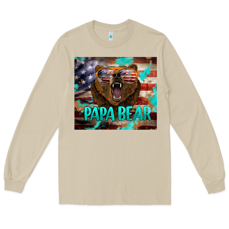 Papa Bear American Flag  Tumbler Long Sleeve Tee by BarkalooDesign | Teevron