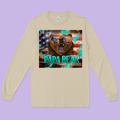 Papa Bear American Flag  Tumbler Long Sleeve Tee Designed By Barkaloodesign