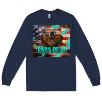Navy papa bear american flag  tumbler Long Sleeve Tee - BarkalooDesign