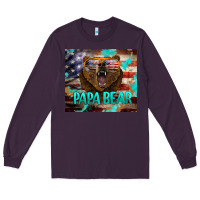 Plum papa bear american flag  tumbler Long Sleeve Tee - BarkalooDesign