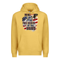 Antique Gold Home of the free because of the brave 4th of july Premium Hoodie - CowGirlArtShop