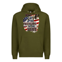 Army Green Home of the free because of the brave 4th of july Premium Hoodie - CowGirlArtShop