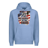Colony Blue Home of the free because of the brave 4th of july Premium Hoodie - CowGirlArtShop