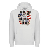 Dove Grey Home of the free because of the brave 4th of july Premium Hoodie - CowGirlArtShop