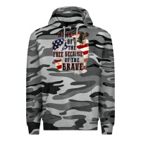 Slate Camo Home of the free because of the brave 4th of july Premium Hoodie - CowGirlArtShop