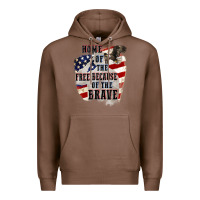Chestnut Home of the free because of the brave 4th of july Premium Hoodie - CowGirlArtShop