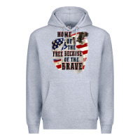 Heather Grey Home of the free because of the brave 4th of july Premium Hoodie - CowGirlArtShop