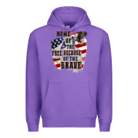 Purple Home of the free because of the brave 4th of july Premium Hoodie - CowGirlArtShop