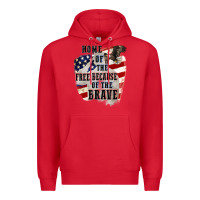 Red Home of the free because of the brave 4th of july Premium Hoodie - CowGirlArtShop
