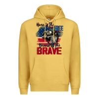 Antique Gold Home of the free because of the brave 4th of july Premium Hoodie - CowGirlArtShop
