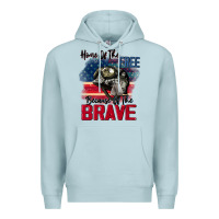 Blue Mist Home of the free because of the brave 4th of july Premium Hoodie - CowGirlArtShop