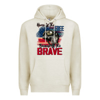 Oatmeal Heather Home of the free because of the brave 4th of july Premium Hoodie - CowGirlArtShop