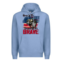 Colony Blue Home of the free because of the brave 4th of july Premium Hoodie - CowGirlArtShop