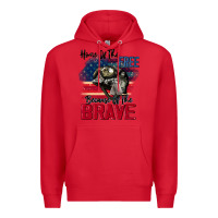 Red Home of the free because of the brave 4th of july Premium Hoodie - CowGirlArtShop