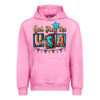 Fuchsia Pink God bless the USA 4th of july Urban Hoodie - CowGirlArtShop