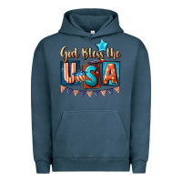 Pigment Midnight Navy God bless the USA 4th of july Urban Hoodie - CowGirlArtShop