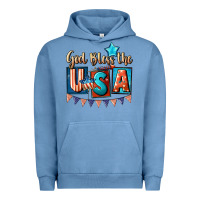 Pigment Pebble Blue God bless the USA 4th of july Urban Hoodie - CowGirlArtShop