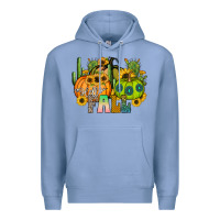 Colony Blue hello fall Premium Hoodie - CowhideDigitalArt