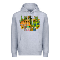 Heather Grey hello fall Premium Hoodie - CowhideDigitalArt