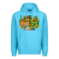 Ocean Blue hello fall Premium Hoodie - CowhideDigitalArt
