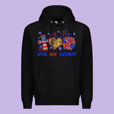 Faith Love Freedom Premium Hoodie Designed By Neo Western