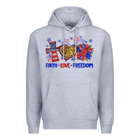 Heather Grey faith love freedom Premium Hoodie - Neo Western