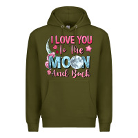 Army Green i love you to the moon and back Premium Hoodie - FaDigitalArtStudio