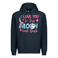 Navy i love you to the moon and back Premium Hoodie - FaDigitalArtStudio