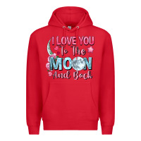 Red i love you to the moon and back Premium Hoodie - FaDigitalArtStudio