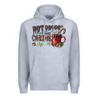 Heather Grey hot cocoa and christmas movies Premium Hoodie - CowhideDigitalArt